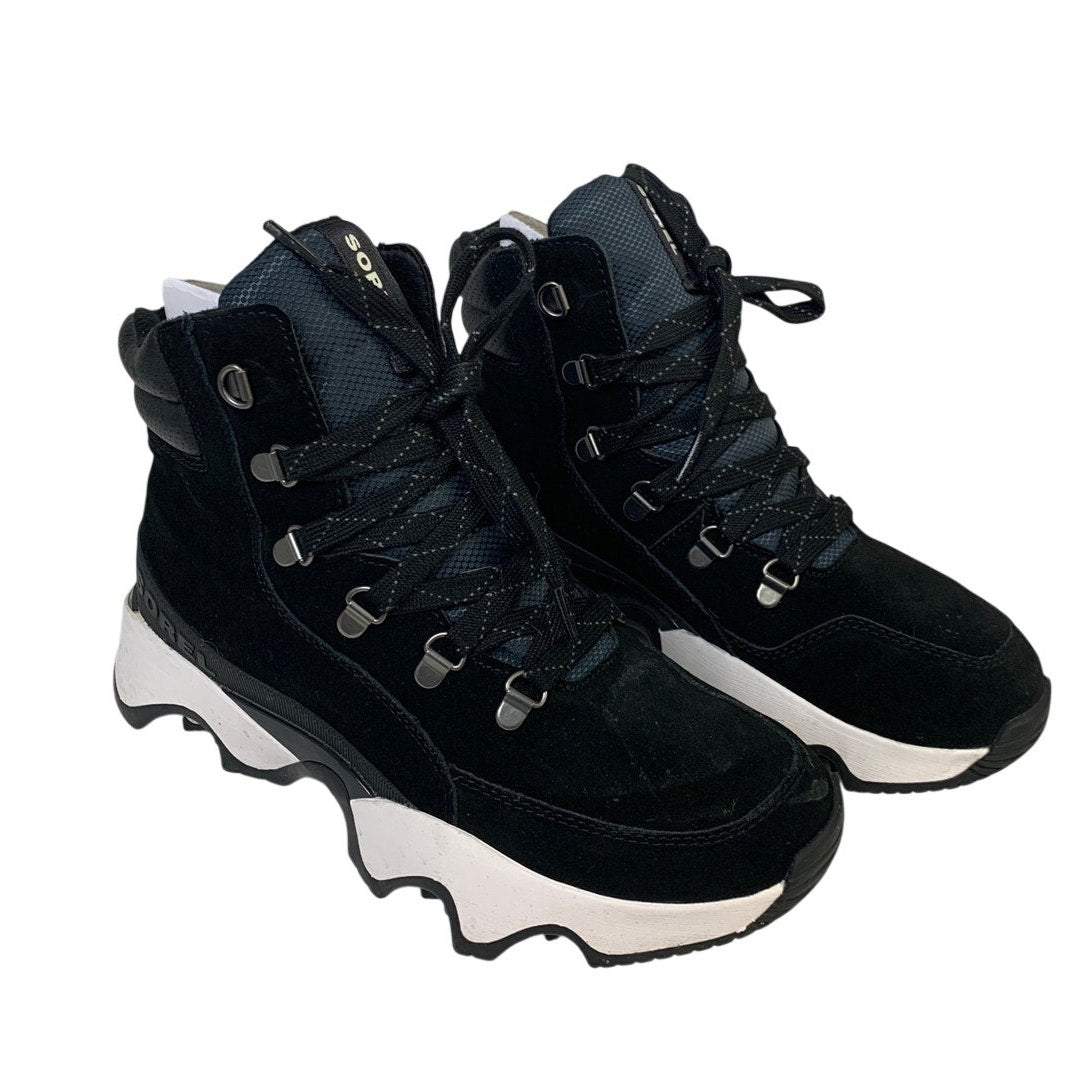 Sorel Womens Size 9 Black Ankle Boot Lace Up Kinetic Impact Conquest Plus Shoes
