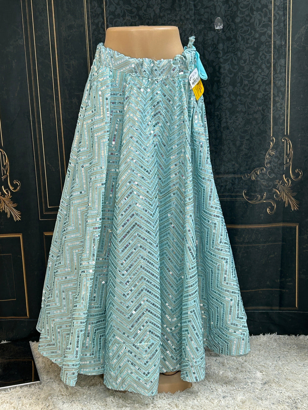 Sequin Lehenga | light blue