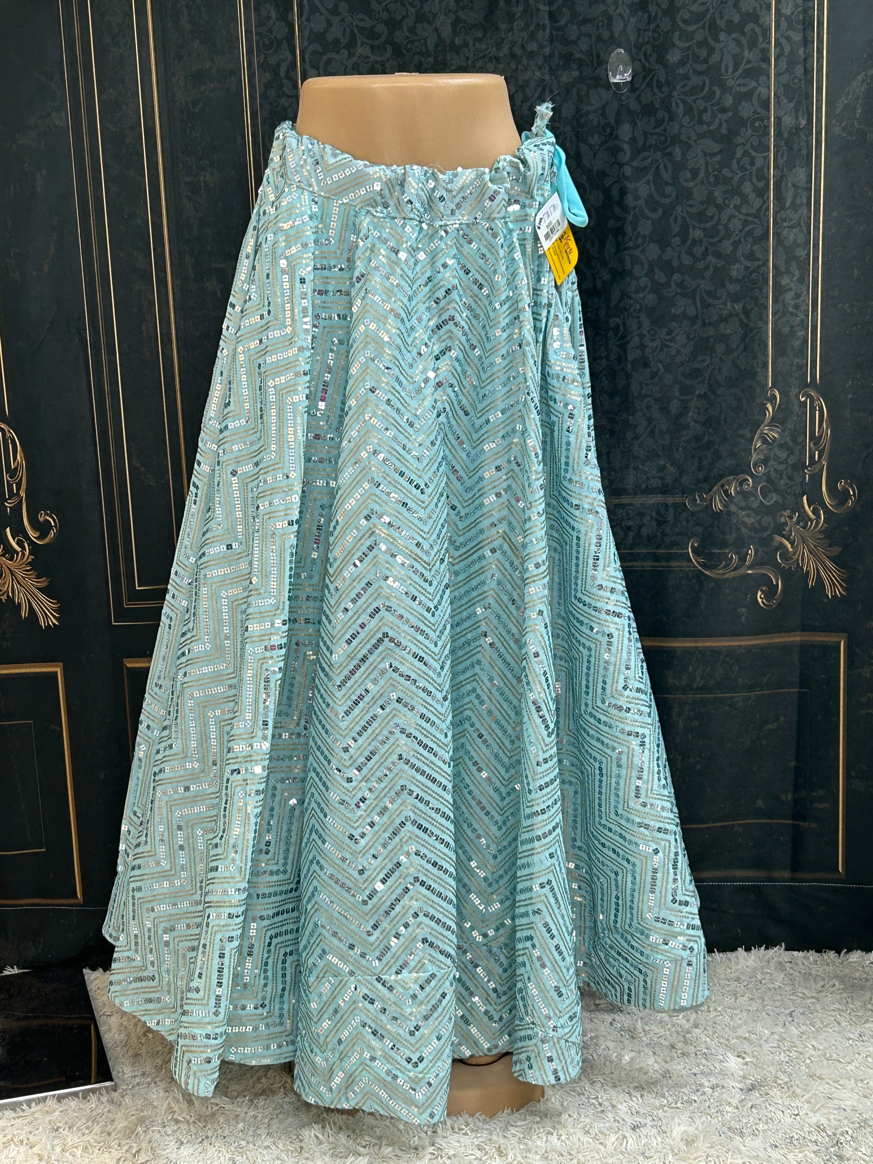 Sequin Lehenga | light blue