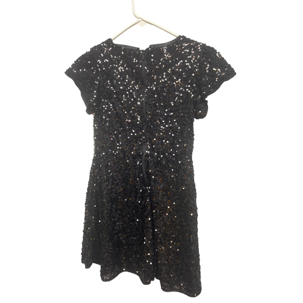 Cat & Jack Girls Large Black PolySpandex Back Zip Short Sleeve Sequin Dress