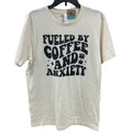 New Hand Printed Womens 4XL Fueled By Coffee And Anxiety Short Sleeve Tee Shirt