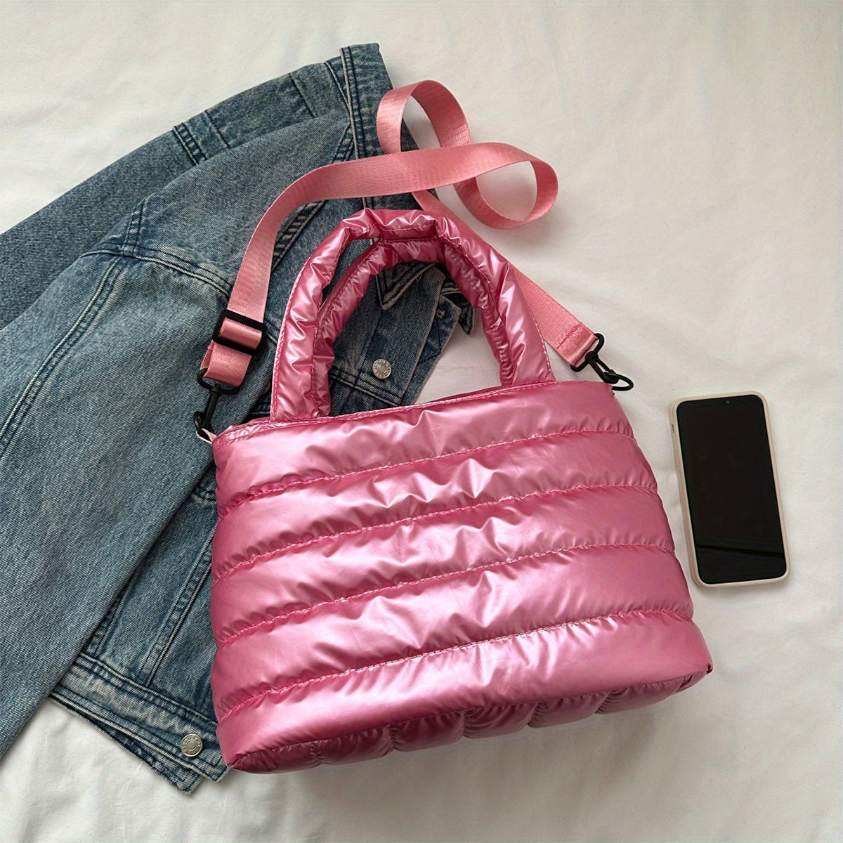 Large Capacity Quilted Crossbody Bag with Multi-Tiered Pockets