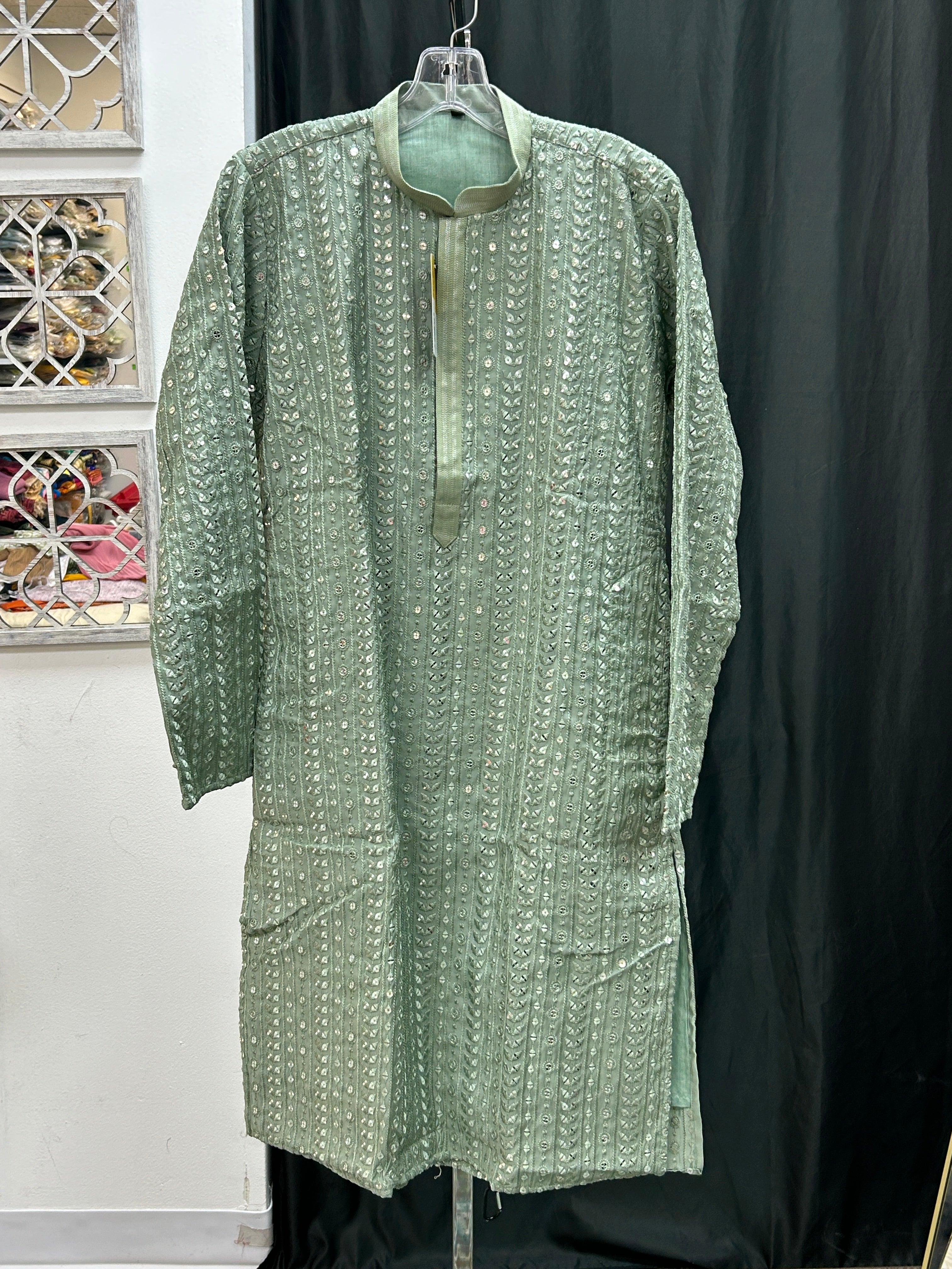 Light green kurta pajama set for men