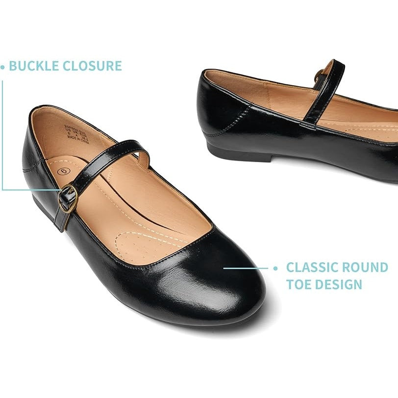 Rekayla Womens Size 8 Black Mary Jane Slip On Ballet Flat Round Toe Shoes