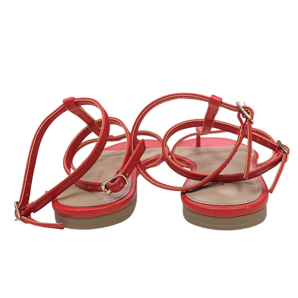 New American Eagle Womens US Size 8 Red Ankle Wrap Red Faux Leather Sandals