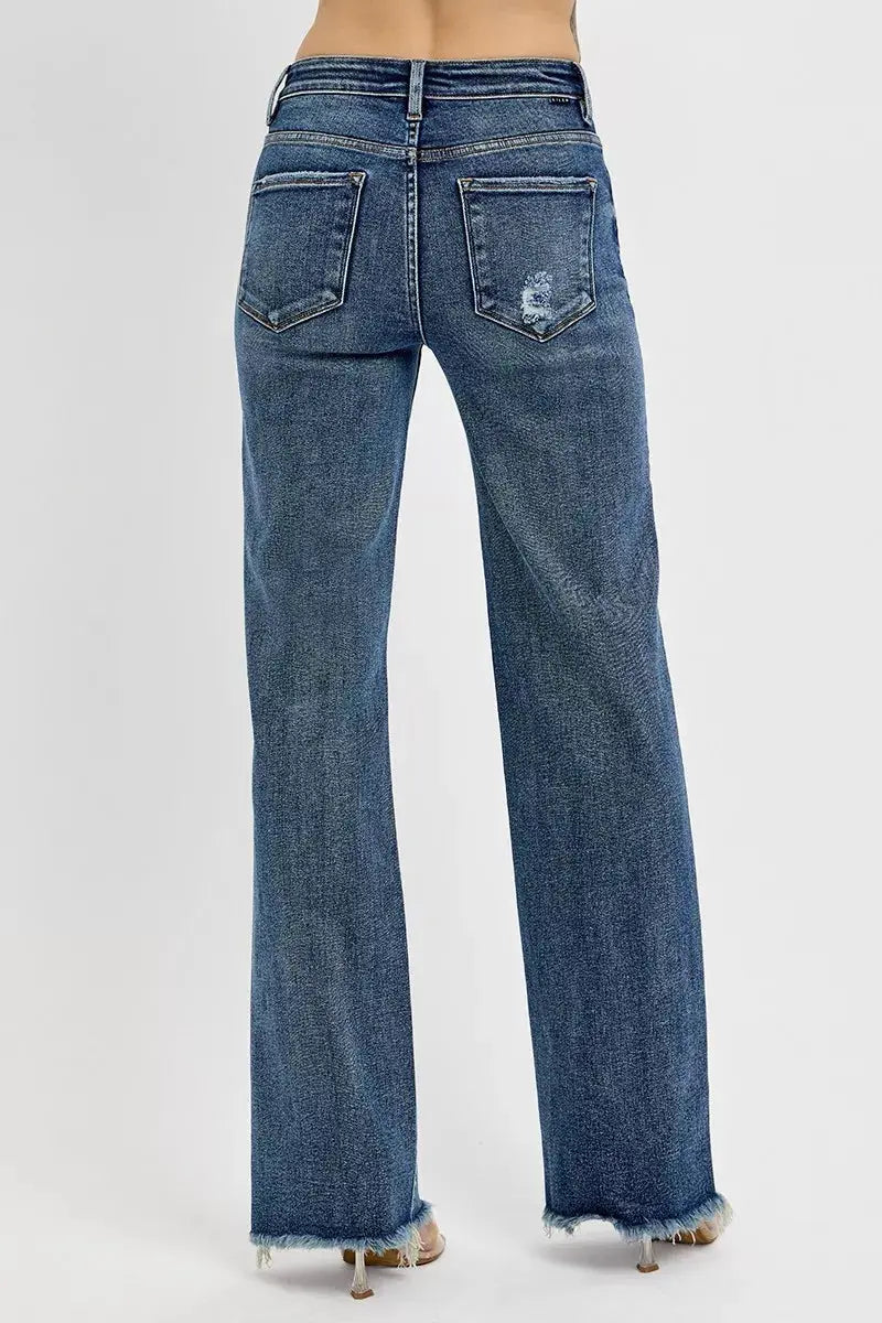 RISEN Jeans - Plus Size Tummy Control High Rise Long Straight Jeans