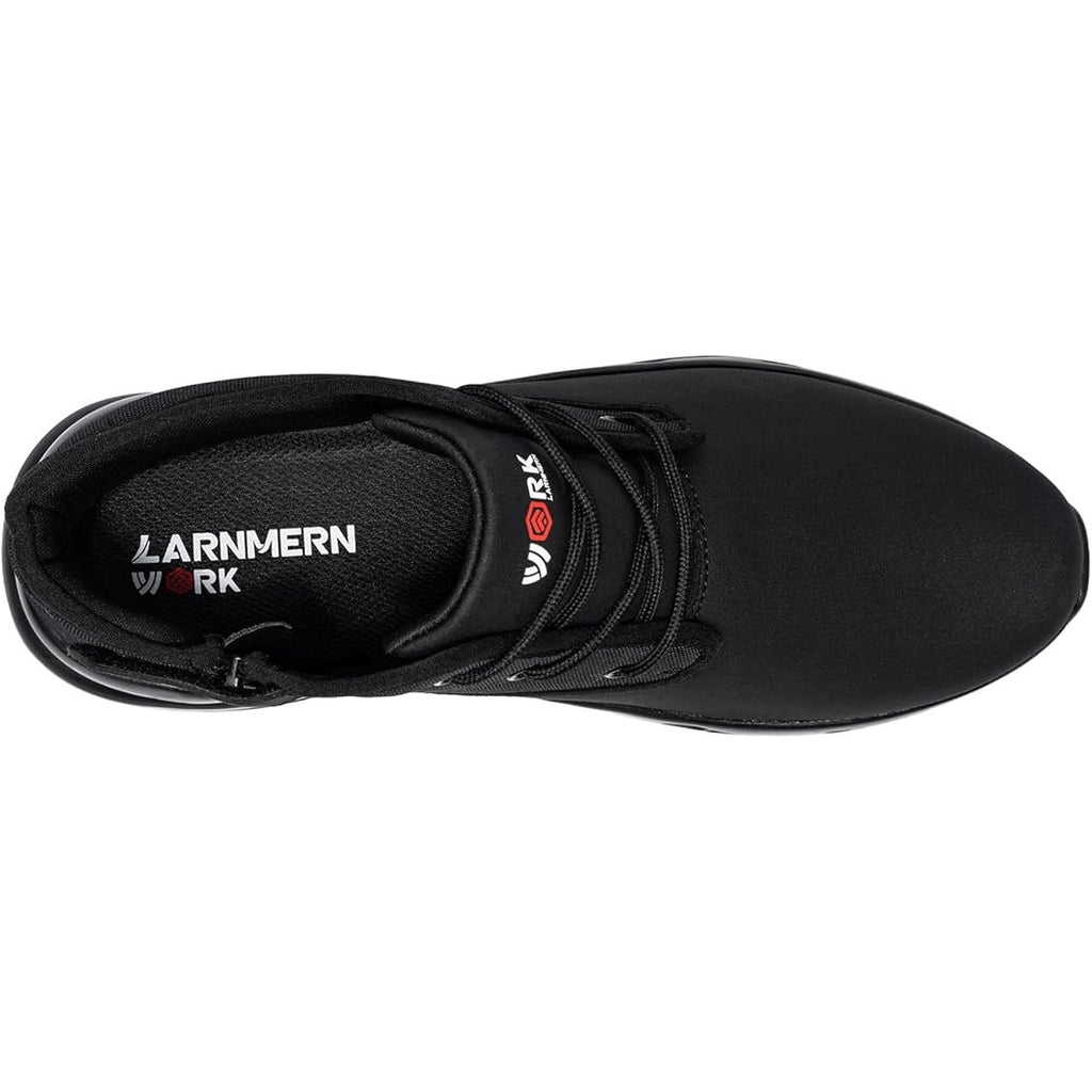 Larnmern Mens 9.5 Black Side Zip Lace Up Food Service Non Slip Air Cushion Shoes