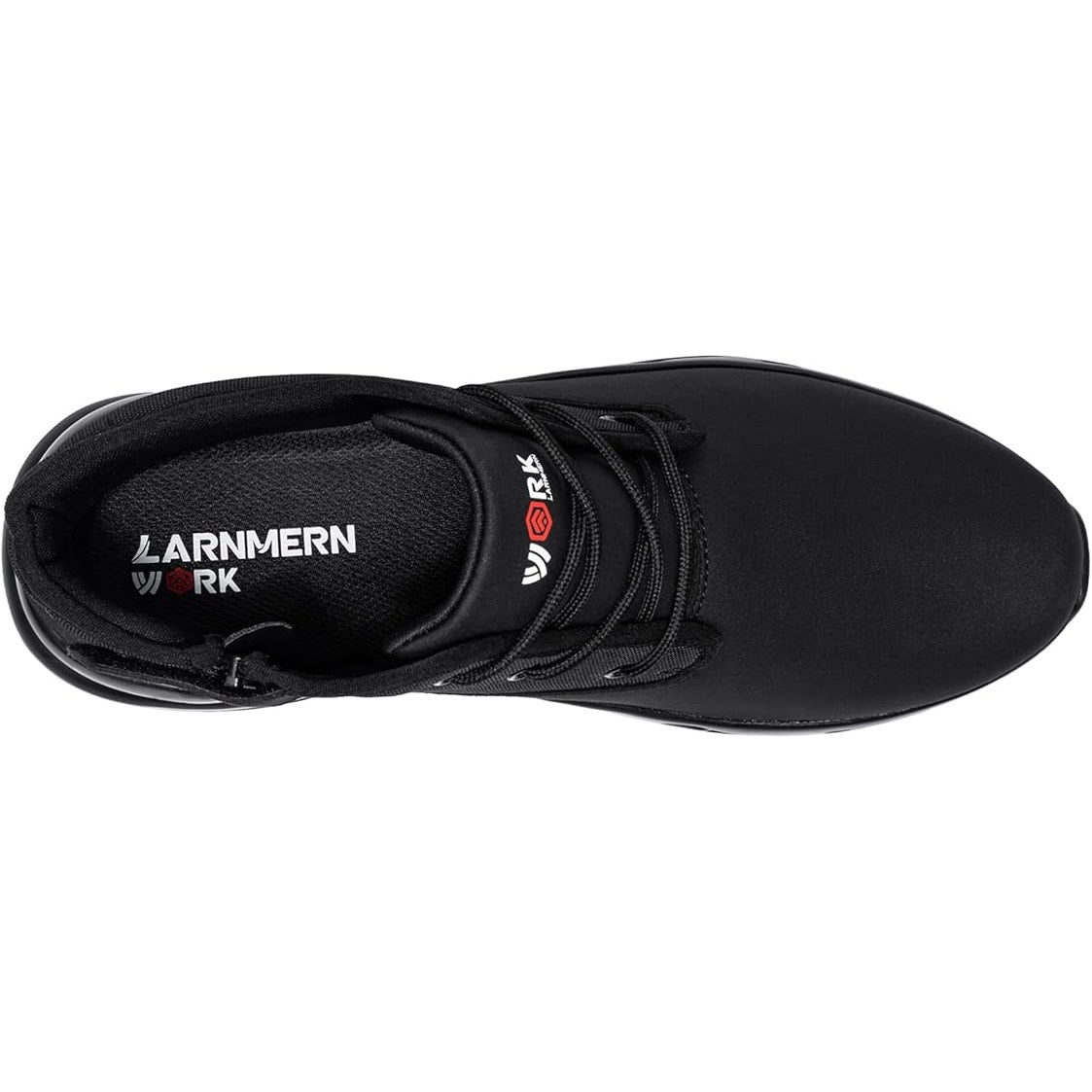 Larnmern Mens 9.5 Black Side Zip Lace Up Food Service Non Slip Air Cushion Shoes