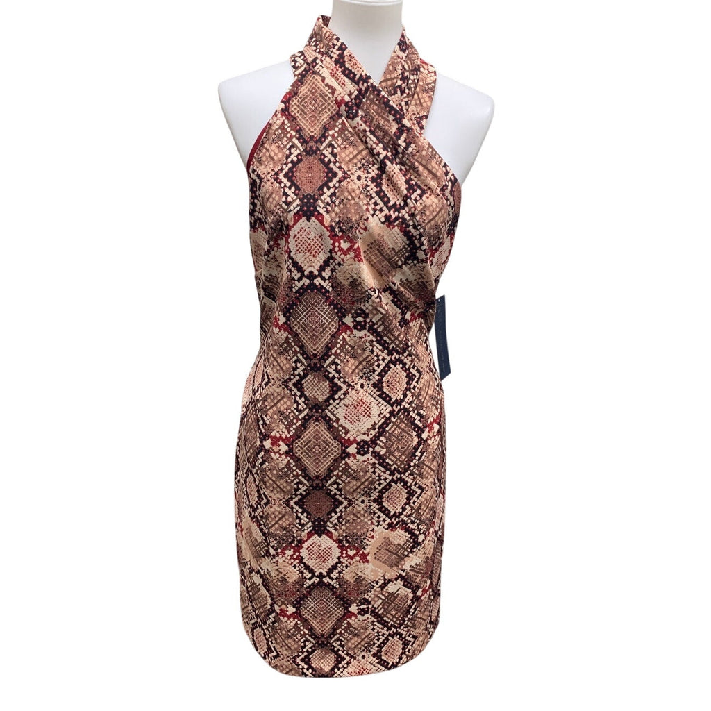 New Rachel Roy Womens XXL SnakeSkin Print Sleeveless Asym Crossover Sheath Dress