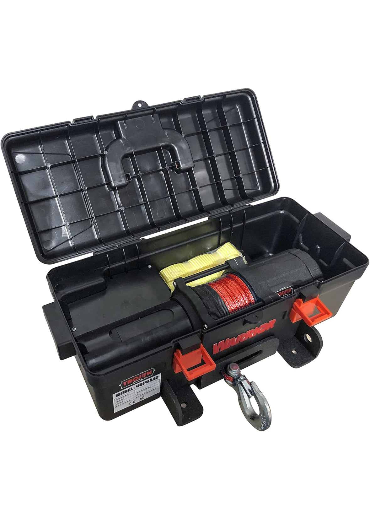 Trojan Portable 12v Electric Winch 4,000lbs - ATV/UTV Winch with Synthetic Rope, Easy to Carry, No Installation – Ideal for Truck, Off