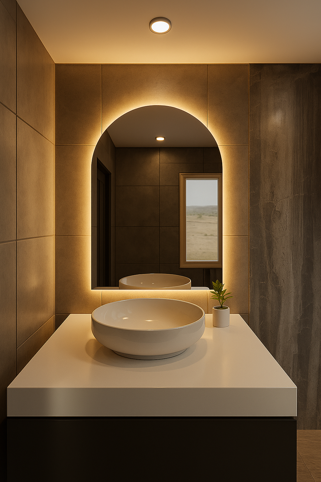 Arched LED Bathroom Mirror – Modern Lighted Vanity Mirror with Touch Sensor | Handmade Frameless Backlit Wall Mirror