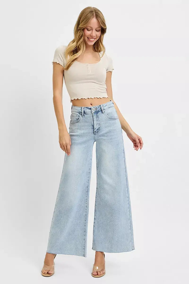 Plus Size High Rise Ankle Wide Palazzo RISEN Jeans