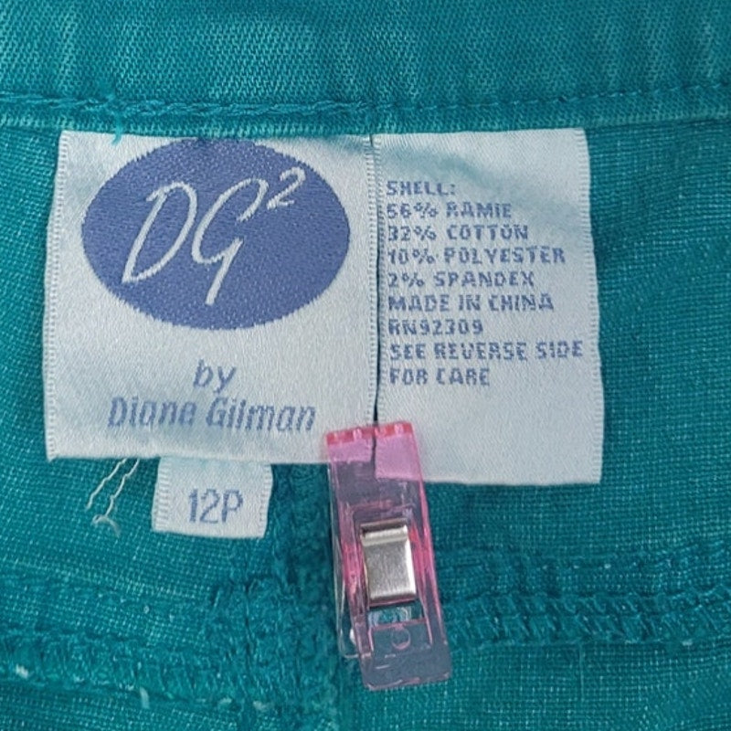 Diane Gilman Womens Size 12P Petite Sea Green Straight Leg Denim Jeans w Pockets