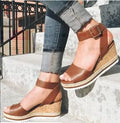 Wedge Heel Women's Sandals with Buckle