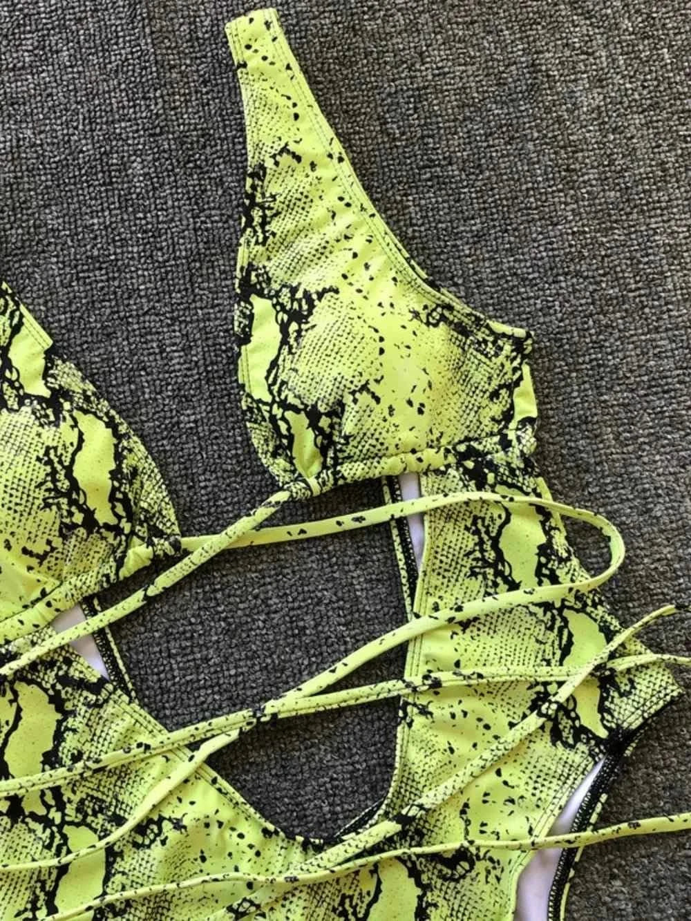 Lace-Up Backless : One-Piece Swimwear