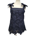 Banana Republic Womens Small Navy Blue Lace Side Zip Tank Top w Bow on Straps
