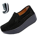 New Angry Monkey Womens Size 5 Black Faux Suede Mesh 2" Platform Loafer Shoes