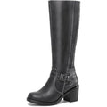 New Mysoft Womens Size 9.5 Gray Knee High 3" Chunky Block Heel Side Zip Boots