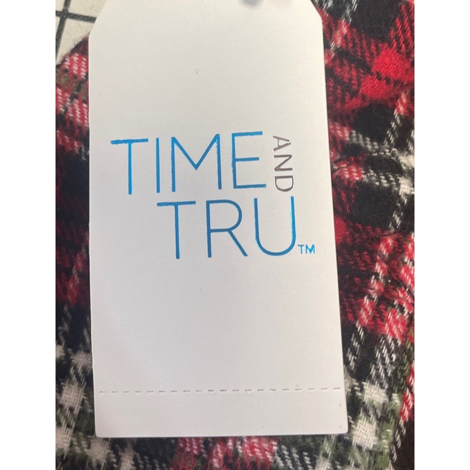 New Time and Tru Womens Large Long Sleeve Plaid Flannel Cotton Blend Hoodie