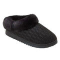 New In Box Dearfoam Women Medium 7/8 Black Faux Fur Lined Knit Slide On Slippers