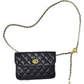 Larswon Womens Small Black Crossbody Hand Bag Clutch w Detachable Chain