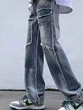 Men's Raw Hem Wide Leg Jeans