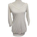 Passion Womens Small White Viscos Spandex Long Sleeve Lace Up V Neck Top