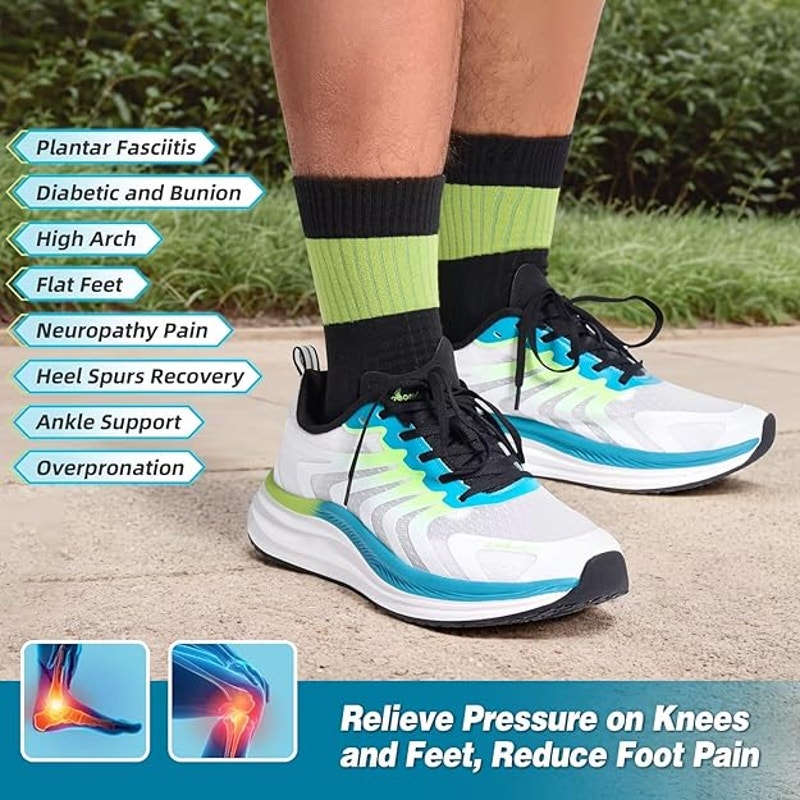Orthocomfoot Mens Size 8 White Blue Green Orthopedic Arch Support Athletic Shoes