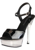 6in. Black and Clear Sandal with Strap