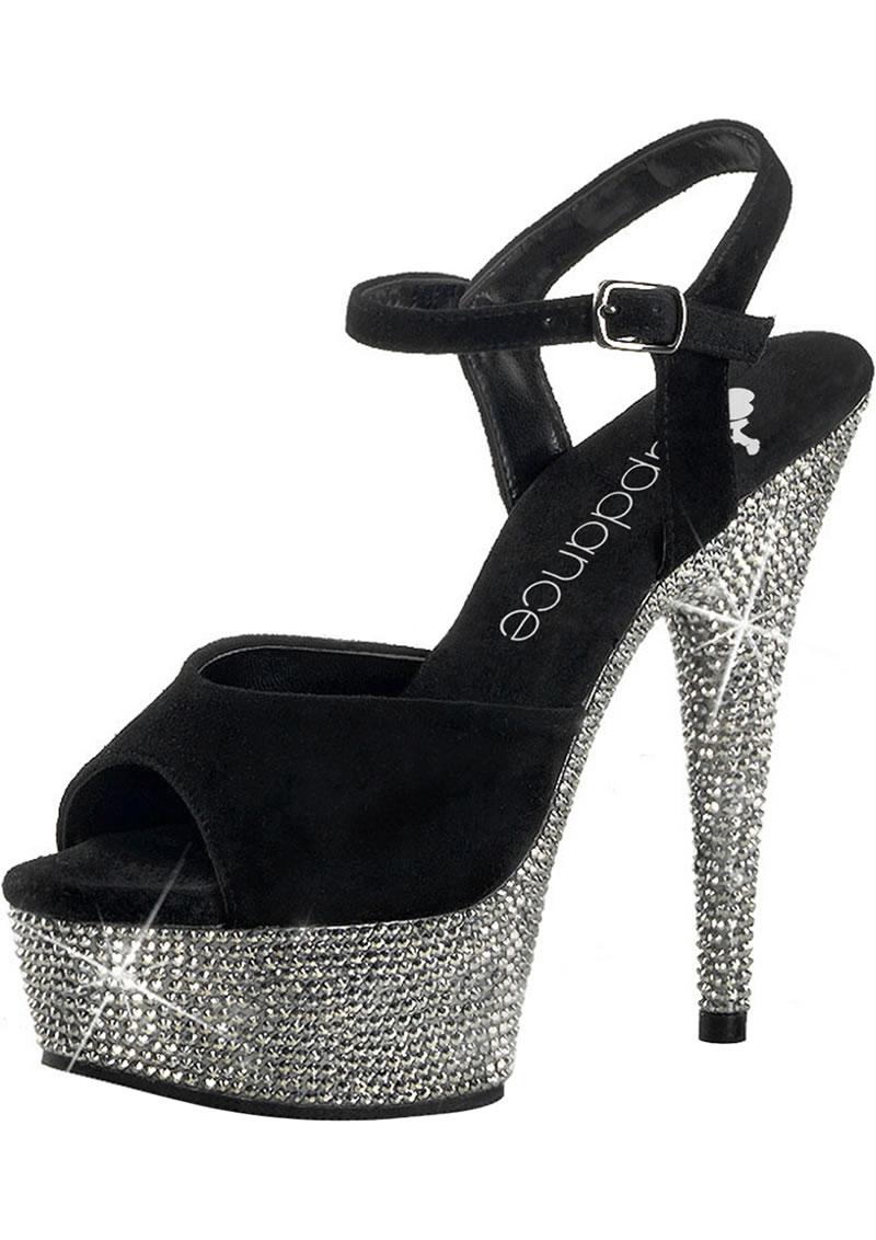 6in. Rhinestone Black Suede Strap