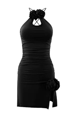 Hollow Sheath Dress with Halter Neck for Women