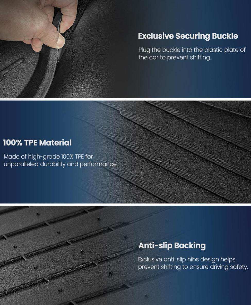 Proud Bird 4.1 1 i (8) Tesla Model Y Floor Mats 2023-2021 (5-Seater), Pure TPE, All Weather Floor Mats Tesla Accessories Model Y Trunk Mat & Floor Mat