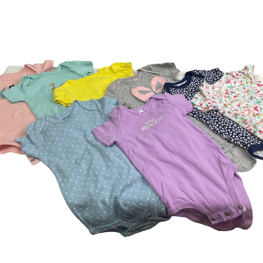 Lot of 8 Carter's Baby Girls 9 Mos Short Sleeve One Piece Outfits Tops Clothing