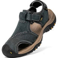 New Mens 8 Blue Faux Leather Hook Loop Closed Toe Hiking Walking Sandal Shoes