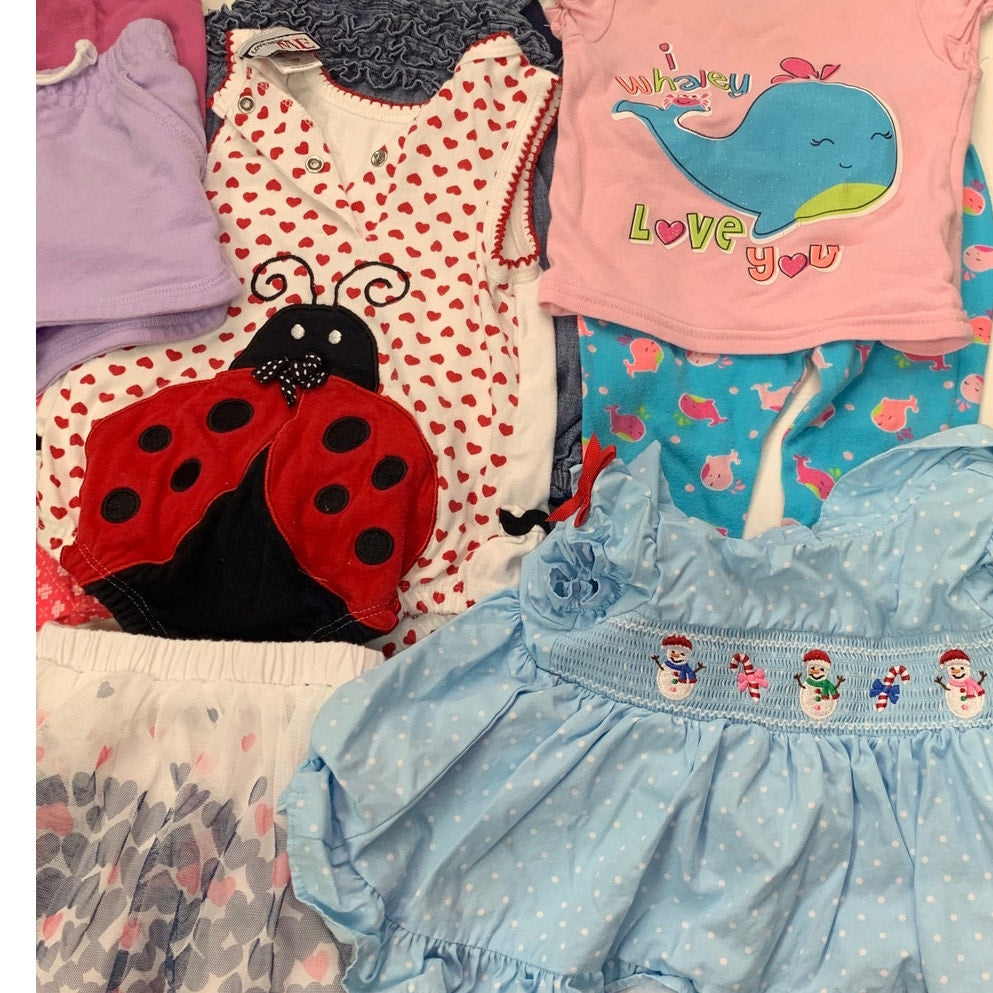 16 Baby Girls 12 Months One Pieces Outfits Shorts Tops Dresses Clothes Lot