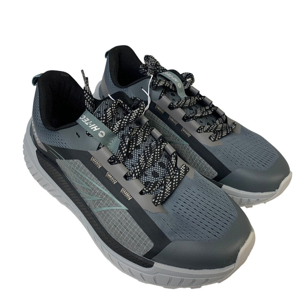 New In Box Hi-Tec Mens Size 9.5 Black Gray Mesh Lace Up Athletic Tennis Shoes