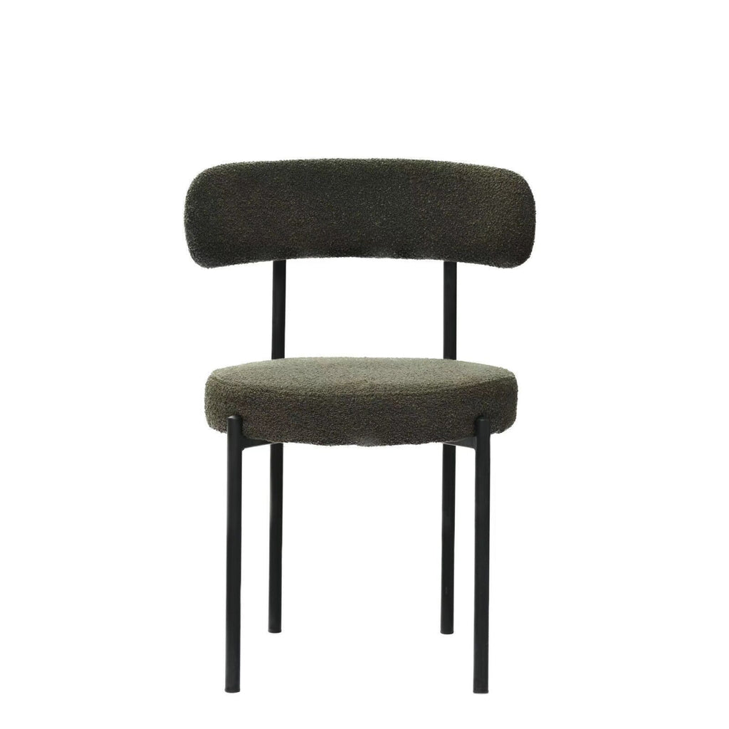 Set of 2 Mid-Century Modern Boucle Dining Chairs