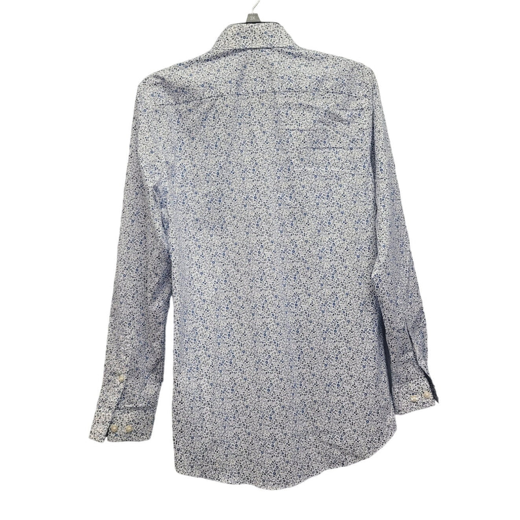 J Ferrar Mens Small PolyCotton Slim Stretch Floral Long Sleeve Button Up Shirt