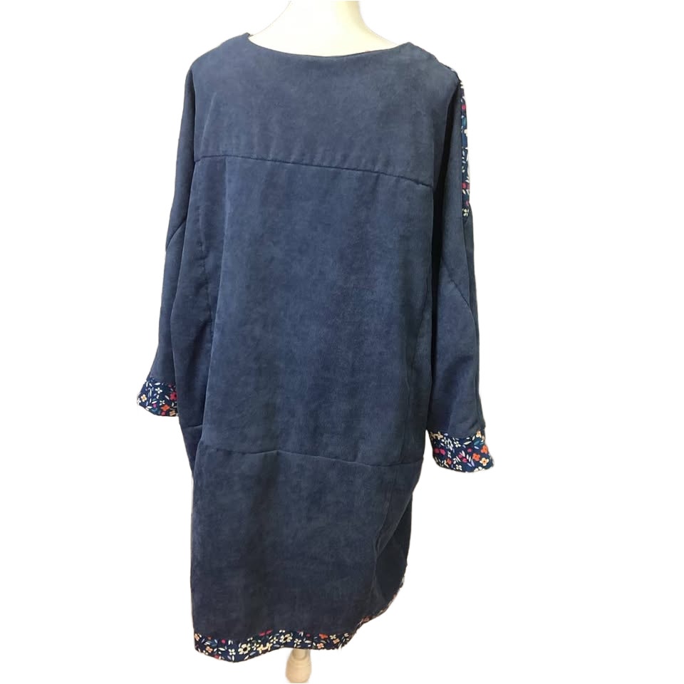 Cute Womens Plus Size 2X Long Sleeve Lightweight Corduroy Floral Midi Dress