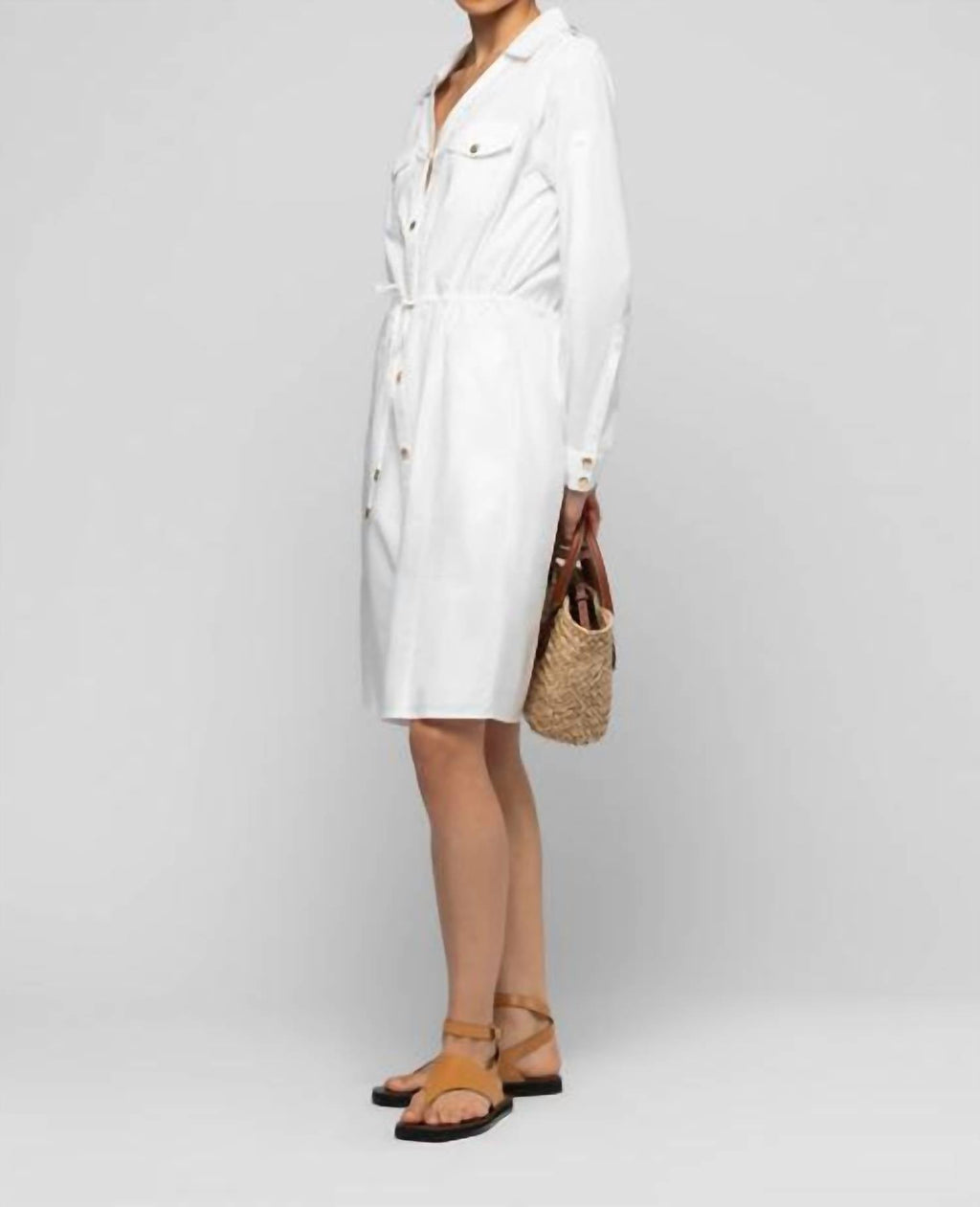 Ramie Mini Shirt Dress