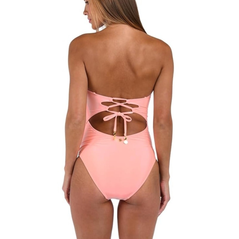 NWT New Sunshine 79 Womens 6 Back Tie Shaping Fit Bandeau Mio One Piece Swimsuit