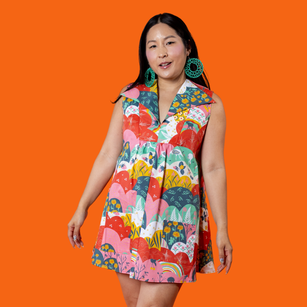 Glam Mini House Dress in Mint & Strawberry Meadow