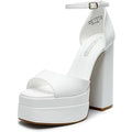 Dream Pairs Womens Size 8.5 White 6" Platform Heel Open Toe Ankle Strap Shoes