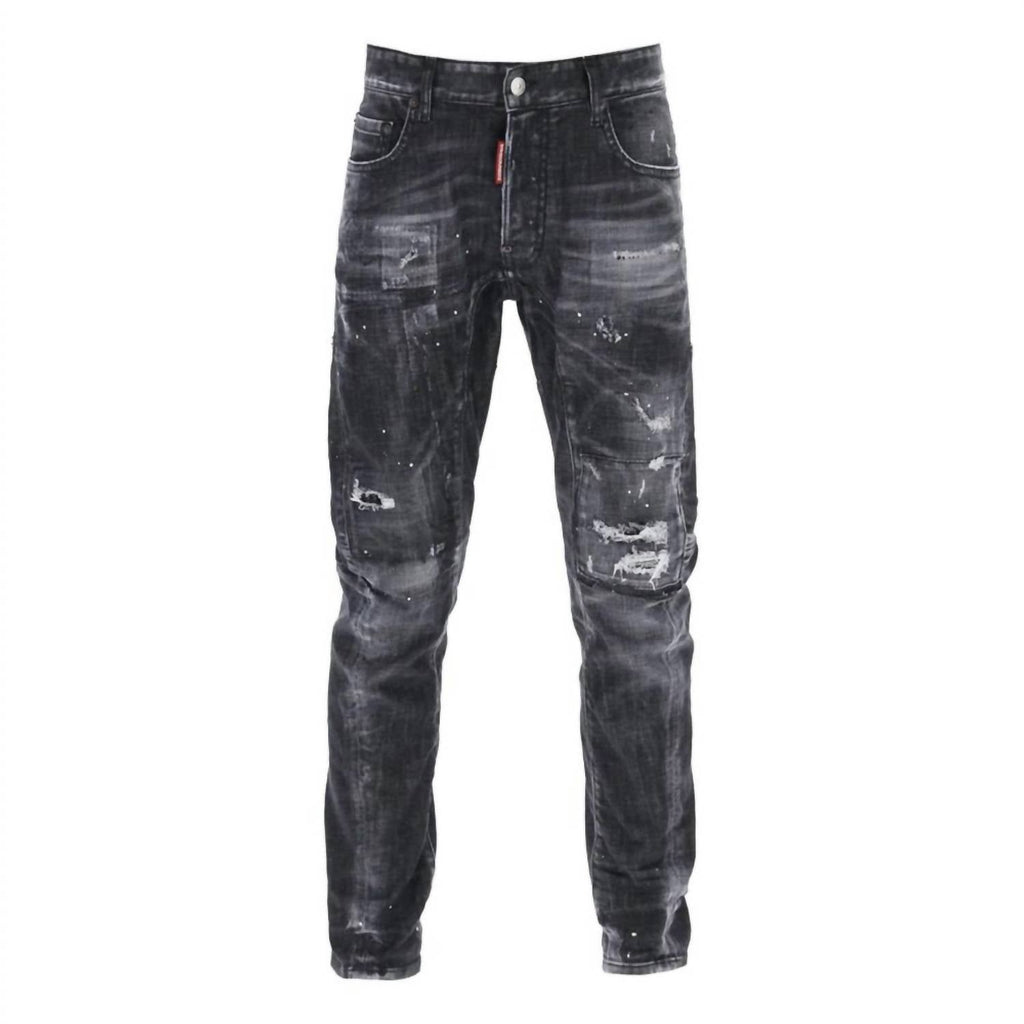 Men’s Sprayed Effect Distressed Skater Jeans