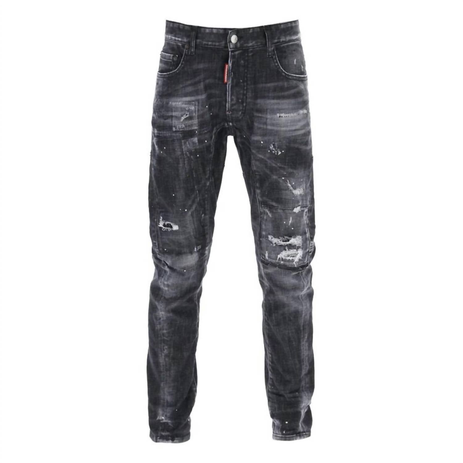 Men’s Sprayed Effect Distressed Skater Jeans
