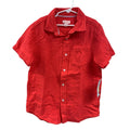 New Cat & Jack Boys Medium Red Melon Short Sleeve 100% Cotton Button Up Shirt