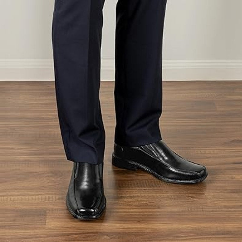 Bruno Marc Mens Size 7 Shiny Black Square Toe Dress Loafers Formal Shoes