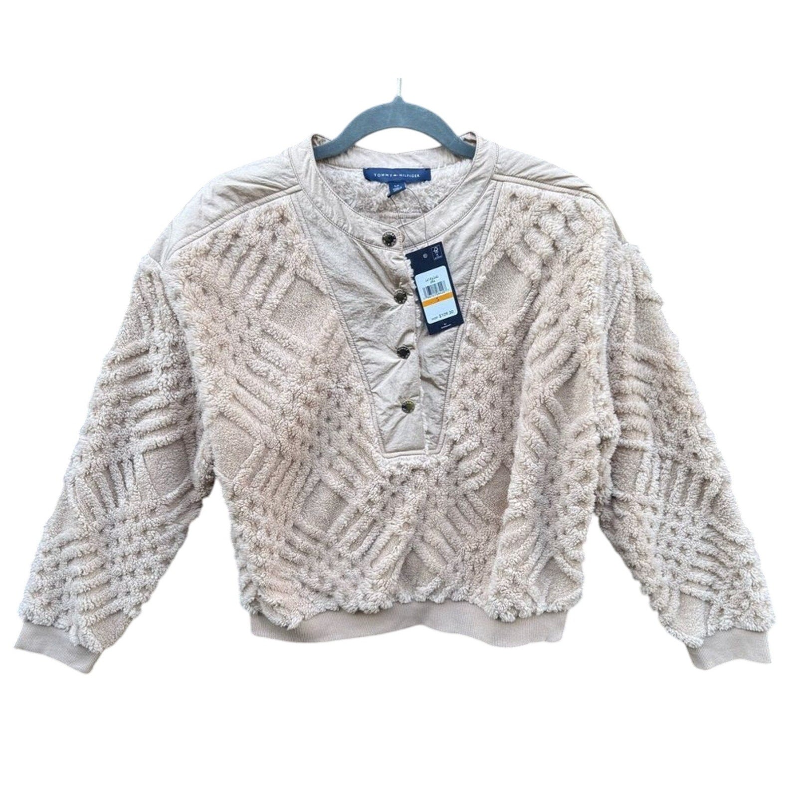 NWT New Tommy Hilfiger Womens Small Half Button Long Sleeve Pullover Jacket