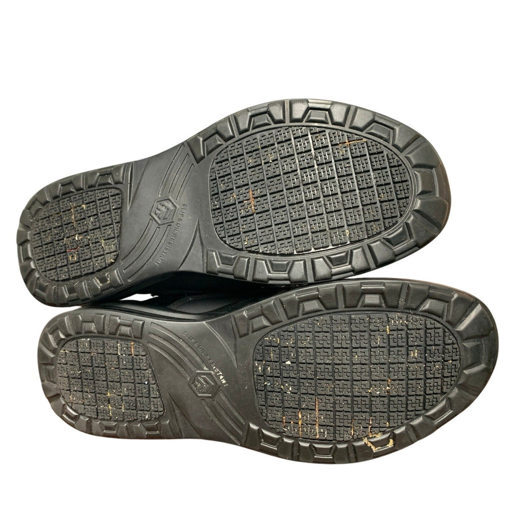 Larnmern Mens 9.5 Black Side Zip Lace Up Food Service Non Slip Air Cushion Shoes