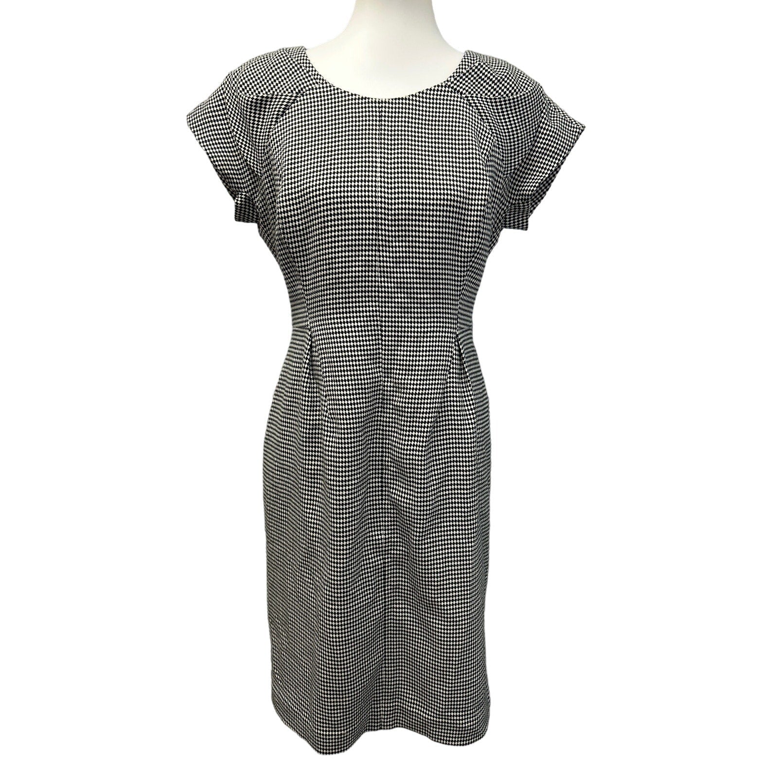 Worthington Womens Size 8 Short Sleeve Gingham Check Mod Midi Career Dress